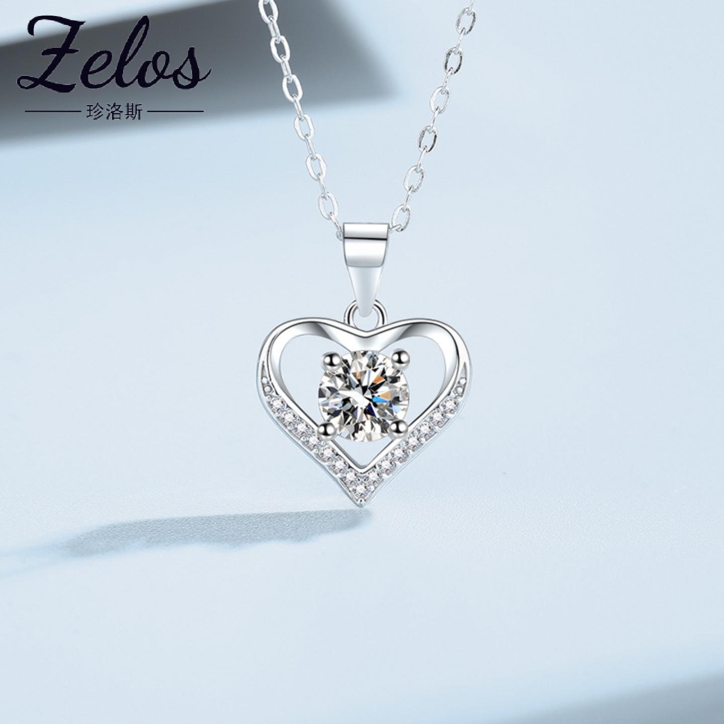 足银爱心吊坠锁骨链女七夕礼