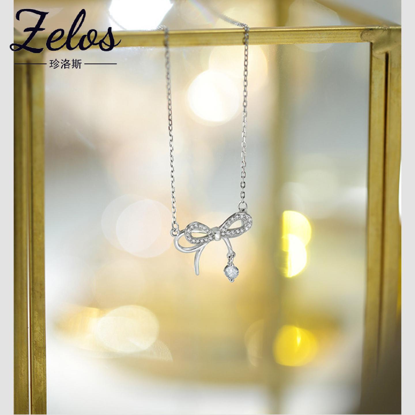 S999纯银蝴蝶结锁骨链女款