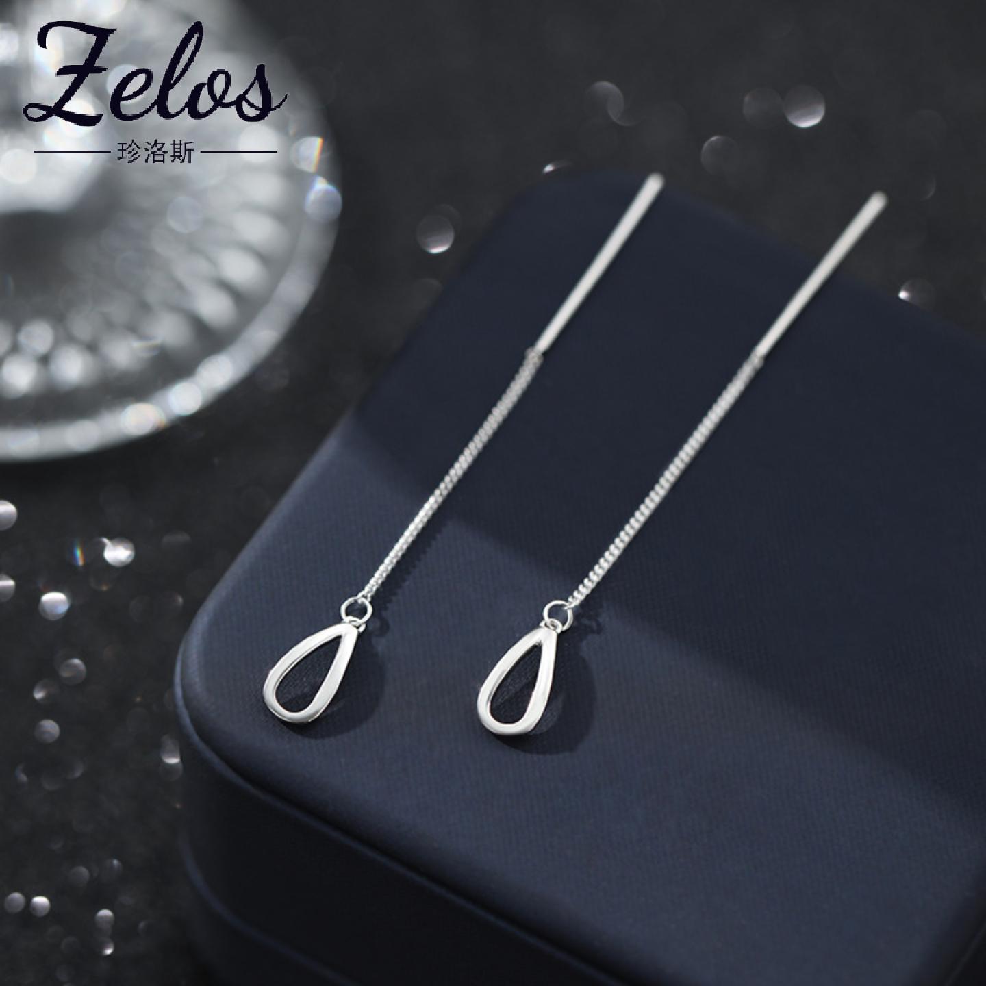 阿宝S999足银水滴耳线百搭耳环简约自然通勤日常养耳洞耳饰