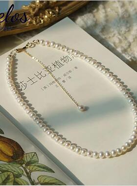 天然淡水珍珠项链网红锁骨链s925银可调节简约清新高级感礼物女友