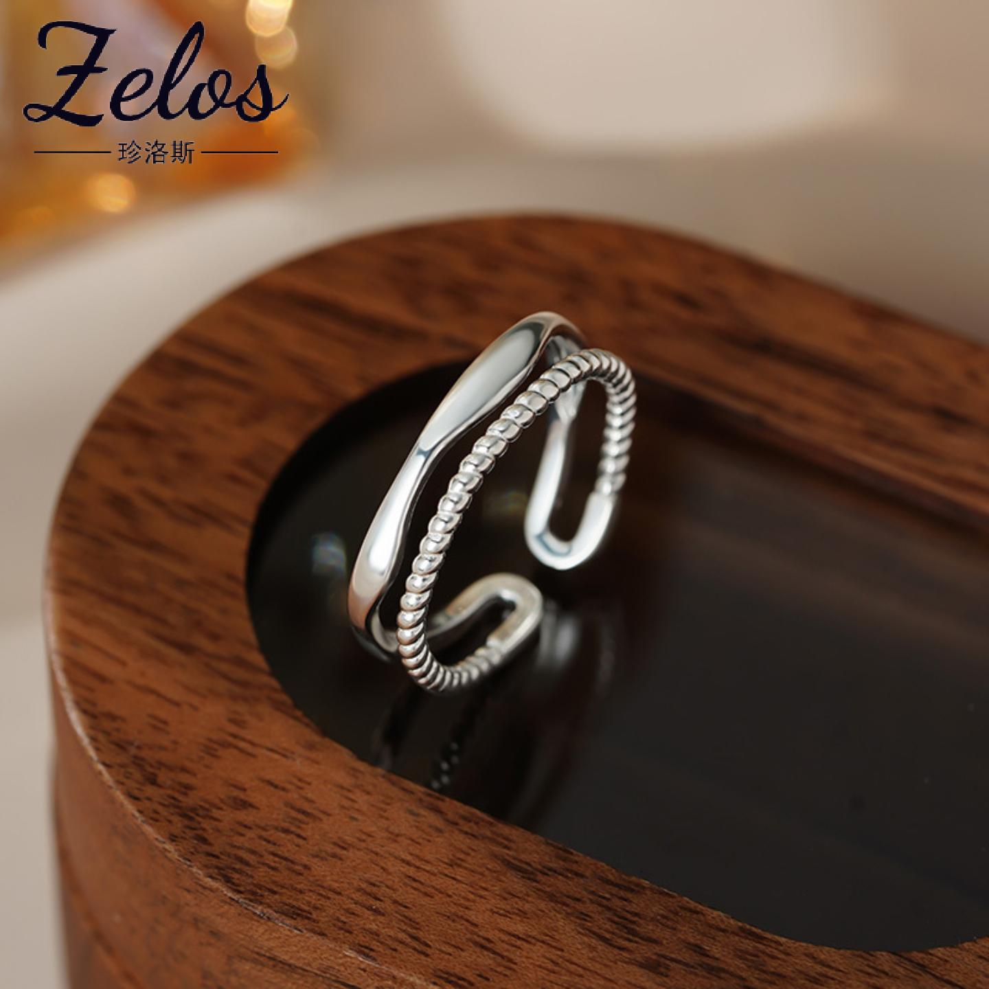 阿宝S999足银双层戒指女气质个性高级时尚小众文艺简约手饰