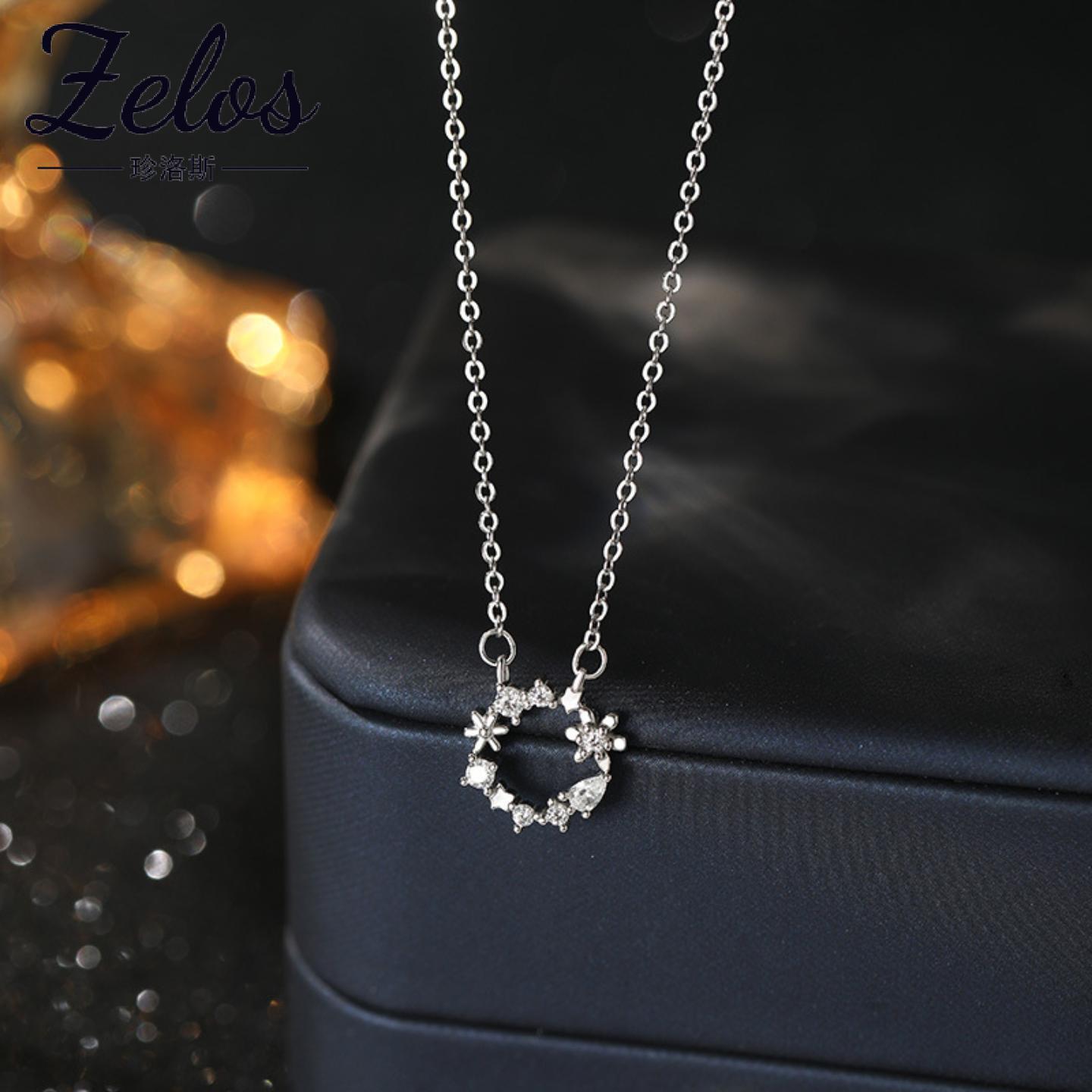 S999纯银轻奢花环锁骨链