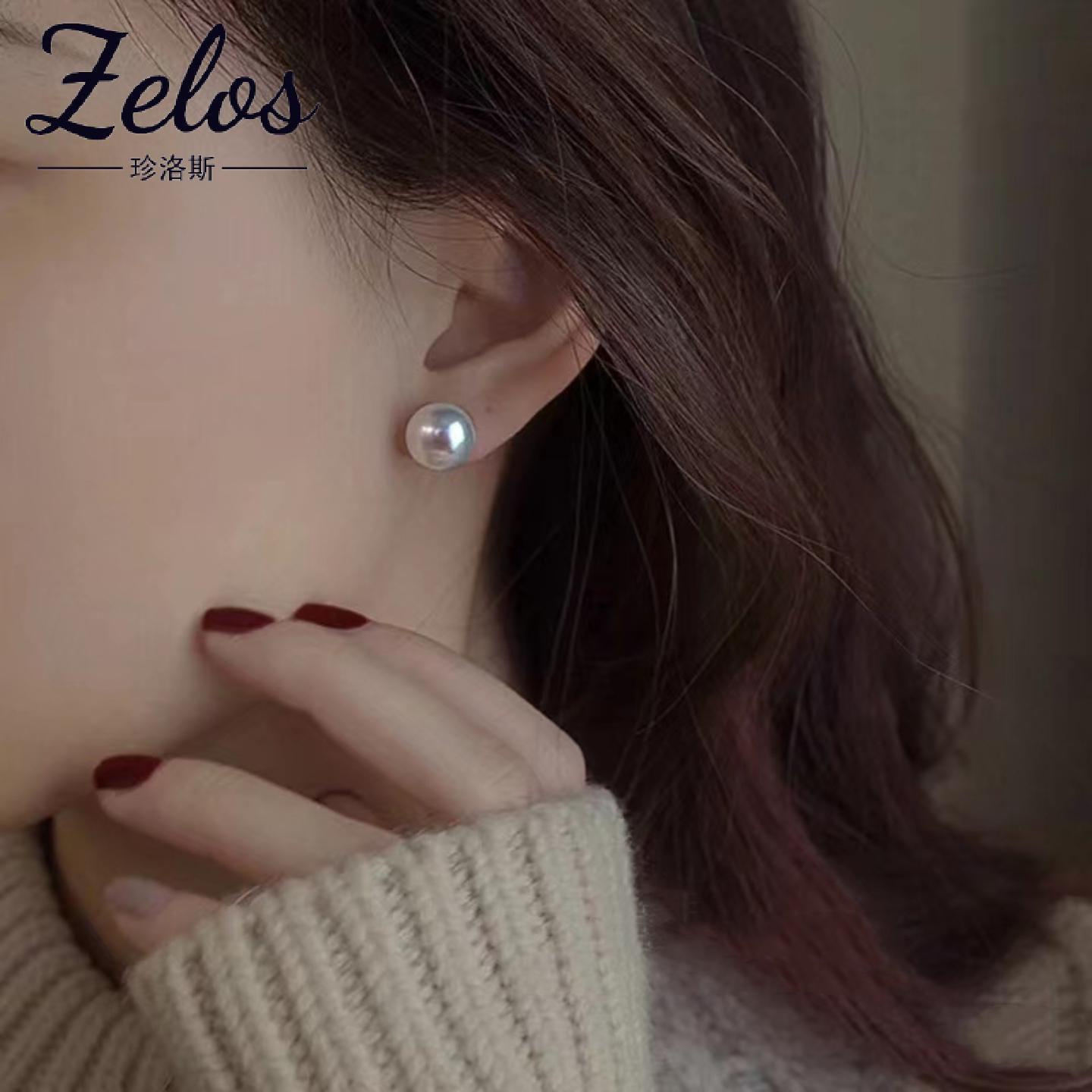 淡水馒头珠S925银耳钉11-12mm超大珠径强光近无瑕简约时尚耳饰女