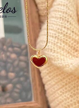 s925红银项链女复古爱心毛衣链