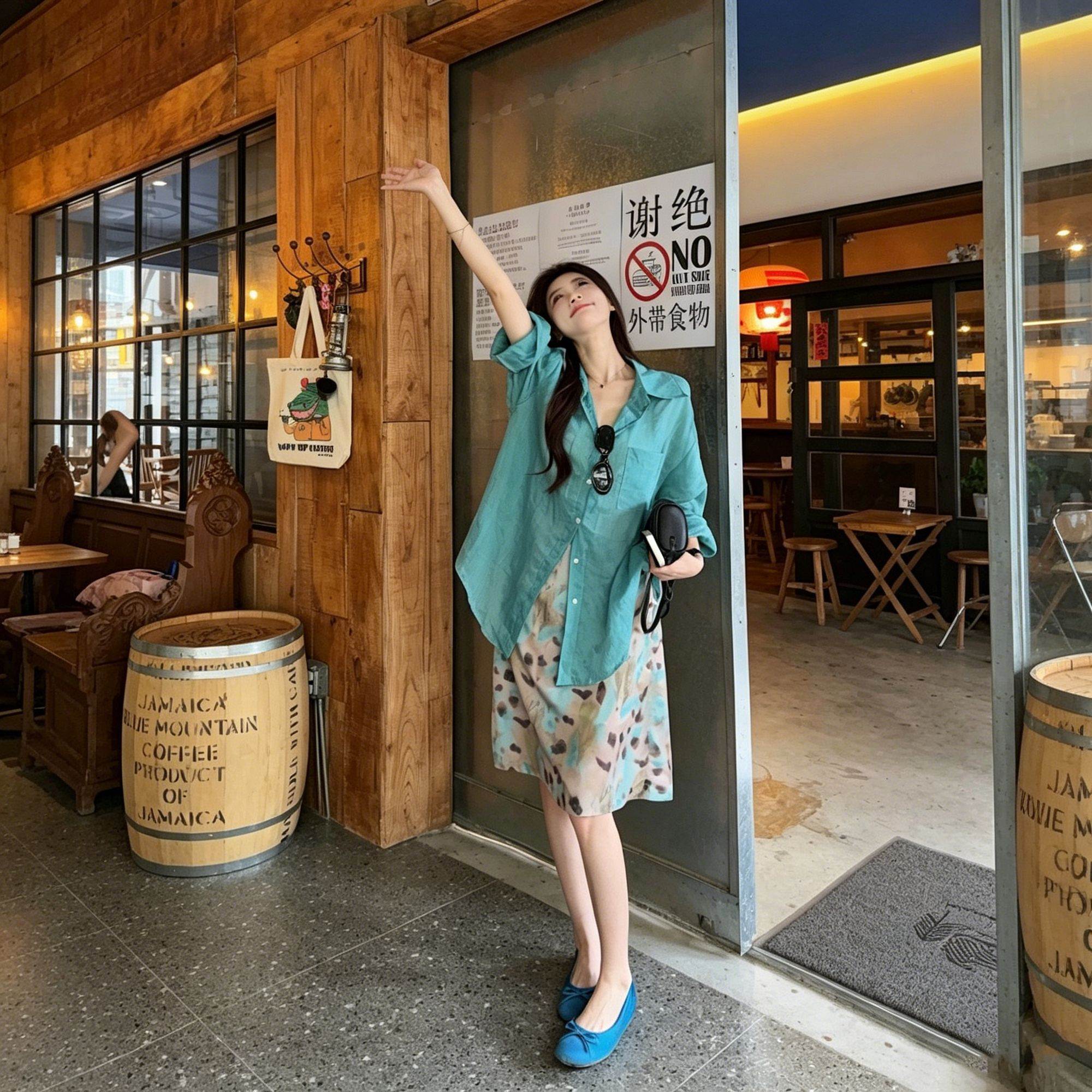 慵懒风度假设计套装宽松气质长袖衬衫女夏季高腰显瘦半身裙两件套