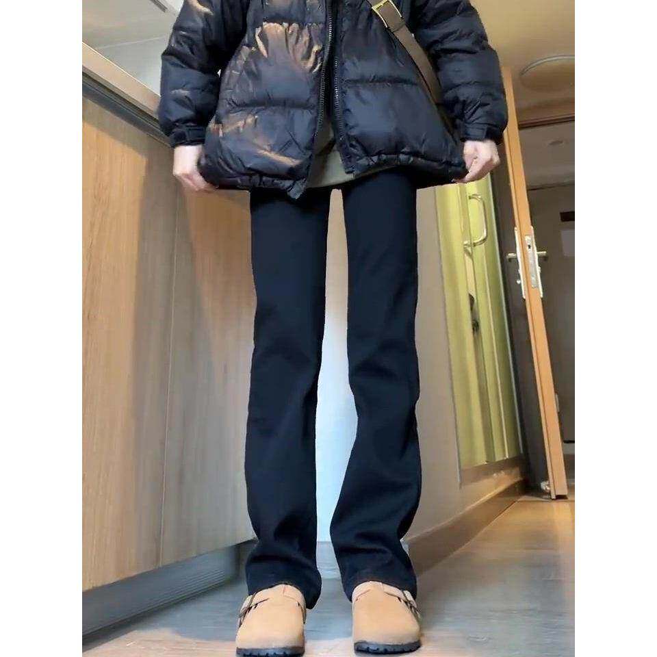 黑色窄版牛仔裤女秋春季2026新款高腰遮胯显瘦弹力直筒气质长裤子