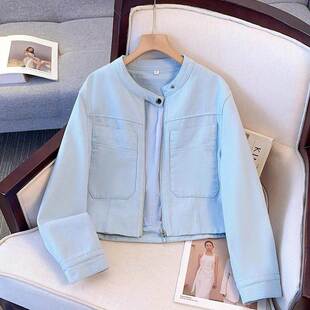 水洗蓝色牛仔外套2026春装新款休闲百搭小个子夹克棒球服上衣女款