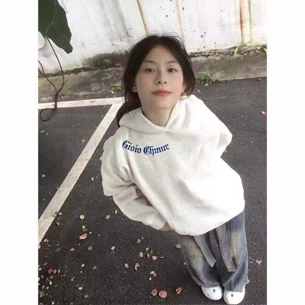 重磅连帽卫衣女2026新款爆款秋冬银狐绒加绒加厚美式慵懒宽松外套