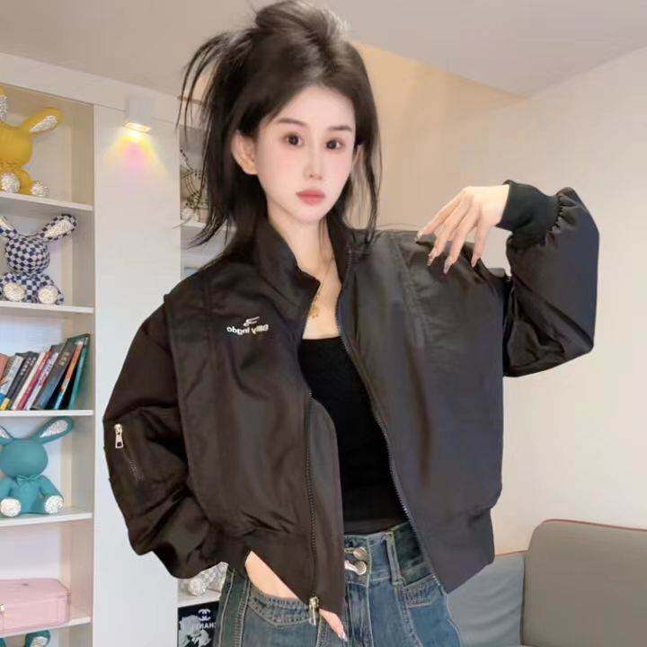 小个子高级短外套女2026春季新款百搭立领不规则设计感棒球服女