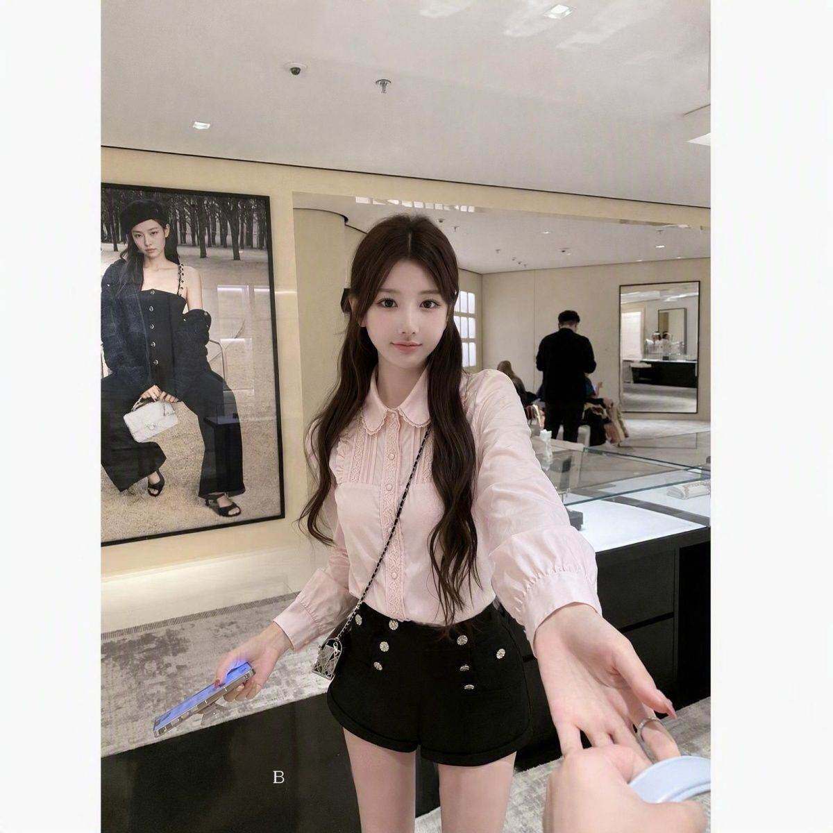 秋冬新款长袖蕾丝法式复古显瘦掐腰甜美长袖高级感修身显瘦衬衫