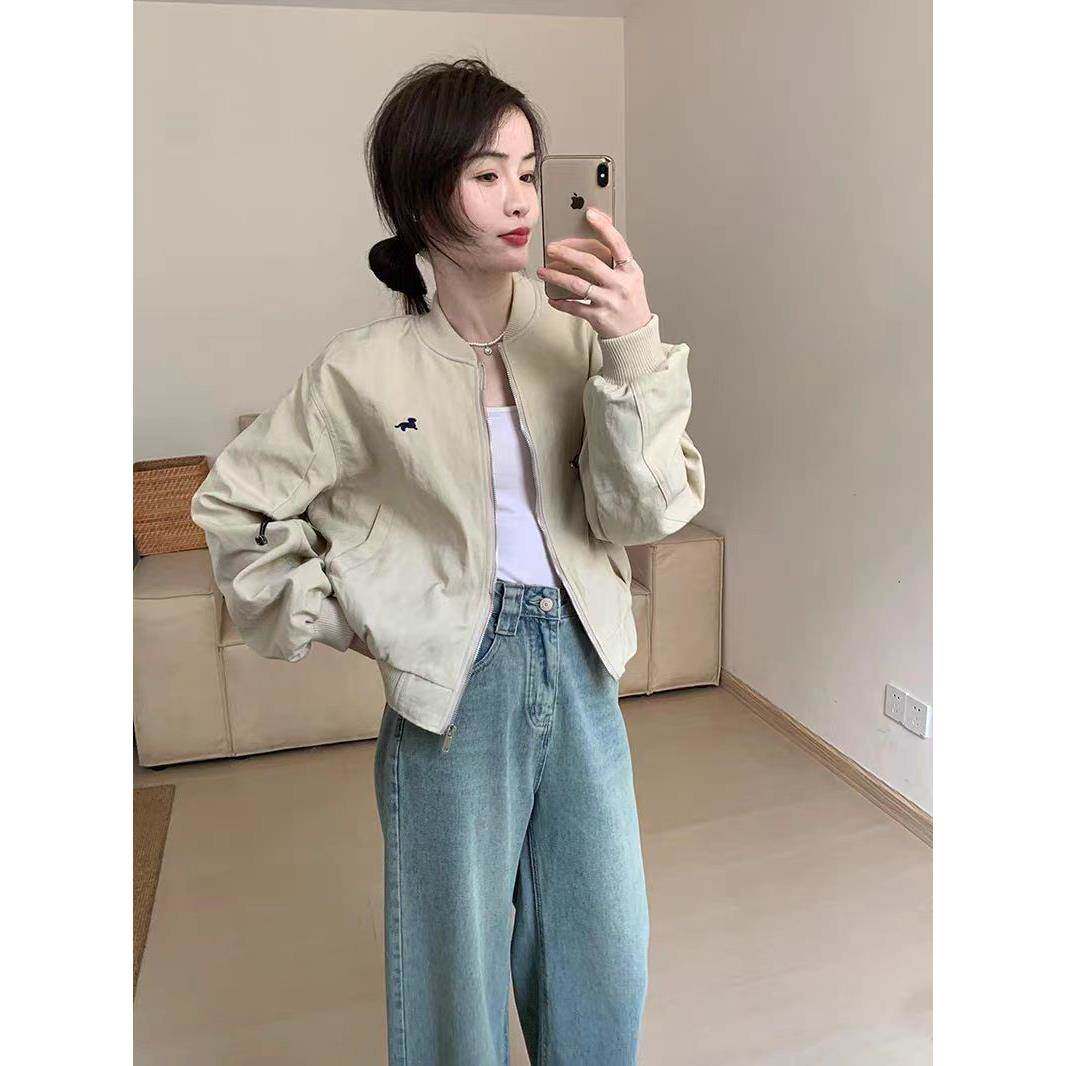 时尚宽松慵懒风春季棒球服2026新款百搭薄款上衣常规款外套长袖女