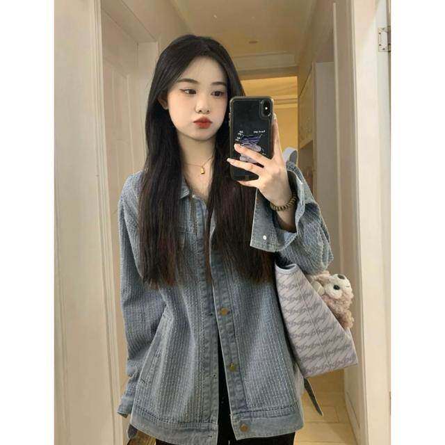 复古牛仔外套女秋韩版潮薄款休闲百搭复古夹克上衣潮