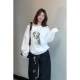 宽松休闲上衣 卫衣女2026春夏新款 气质时尚 小众狗狗印花斜肩长袖