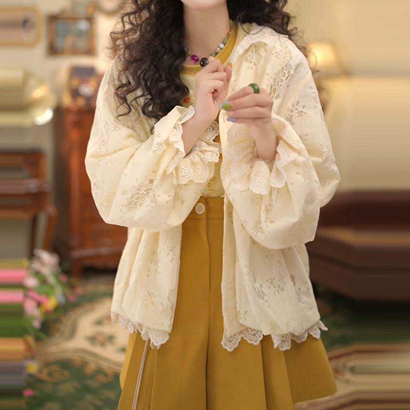 蕾丝外套防晒衣女外穿搭秋季新款时尚明媚洋气质韩版宽松百搭上衣