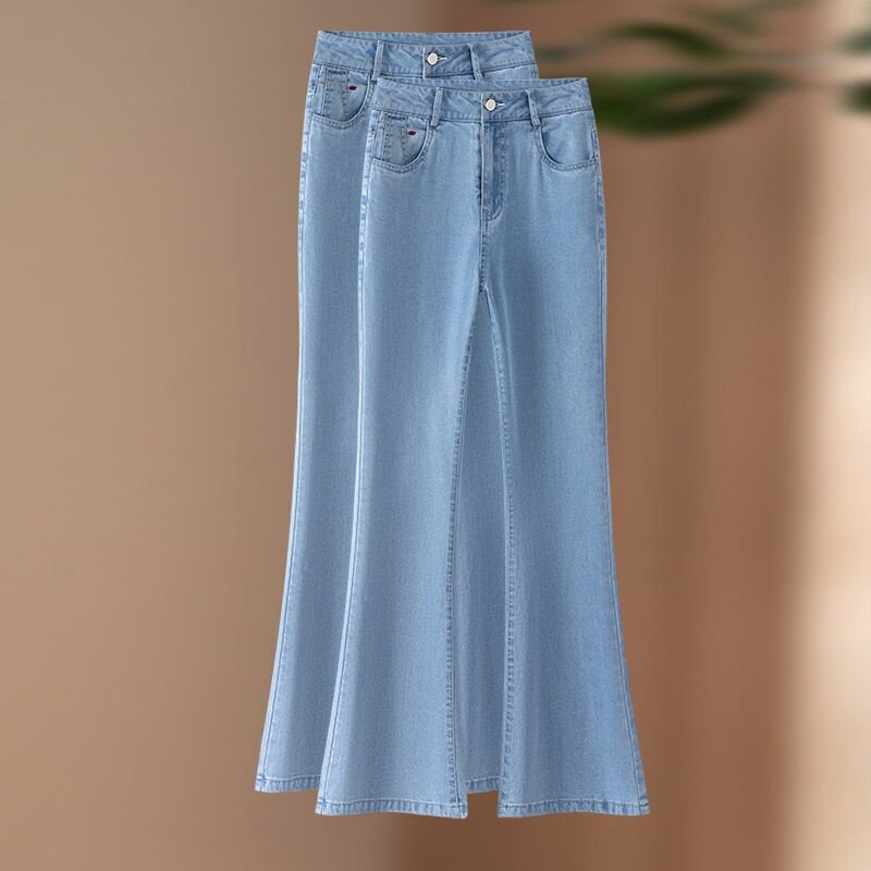 九分微喇牛仔裤女2025夏季天丝薄款高腰修身显瘦喇叭长裤子
