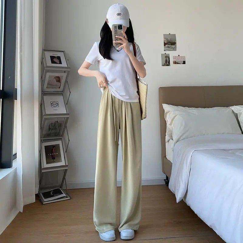 小个子高腰看美式溜低冰丝垂感裤裤健身通勤显瘦裤子秒变完美腿型