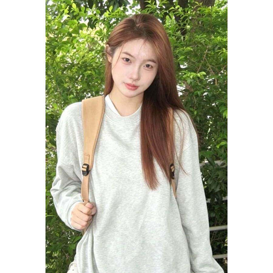 春秋季棉长袖恤女学生韩版宽松美式复古潮流薄款外穿上衣服
