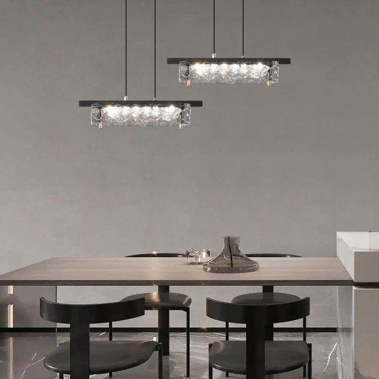 意式轻奢931字全铜餐厅吊灯现代简约台设计师端岛台一高水吧晶长