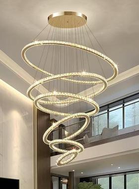 现代327约别墅挑空客厅吊灯灯复空式楼中大吊灯工程公寓轻奢水晶