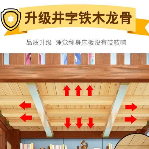 实木上全层下床二层多功16能高低床两子母床成人上下铺木床床儿童