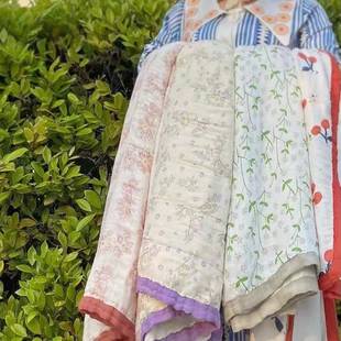 新款 花纤维纱布毯成人六层纱布竹GUN盖毯透气舒 小清新印云被夏季