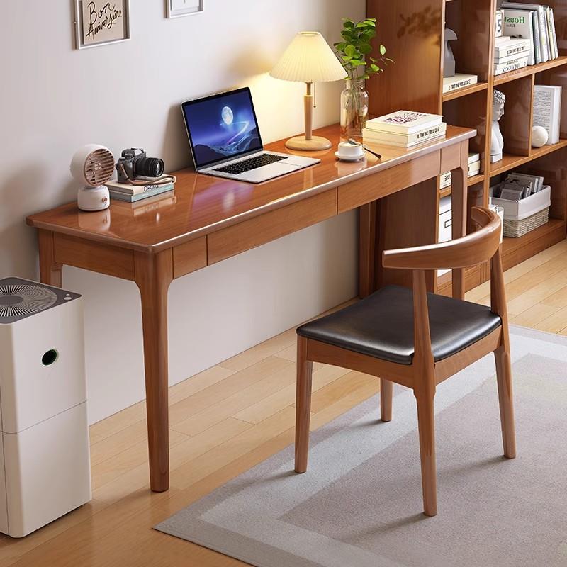 全实木窄桌ZJ-CP4书/50cm宽办公桌家电脑桌子卧室小户型学习用写0