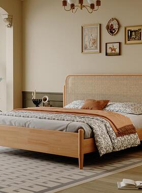 原1木风实木藤编床主卧米LKZ.物8米双人大床储新中式简约家用1.5