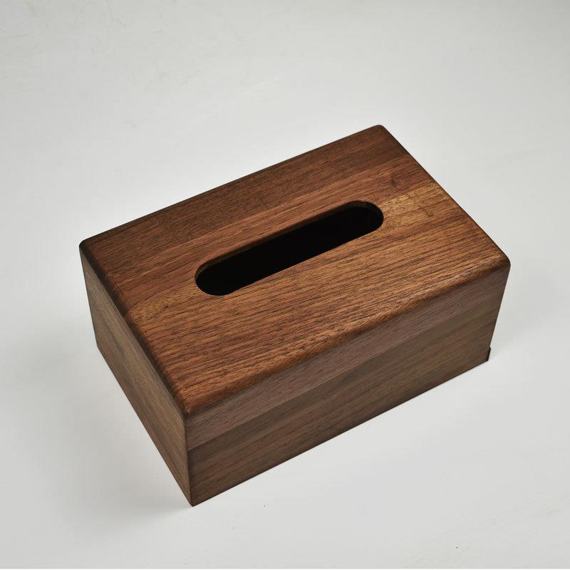 现抽货黑胡桃实木无轻奢家用餐厅商客厅纸巾盒新中式用意木质纸创