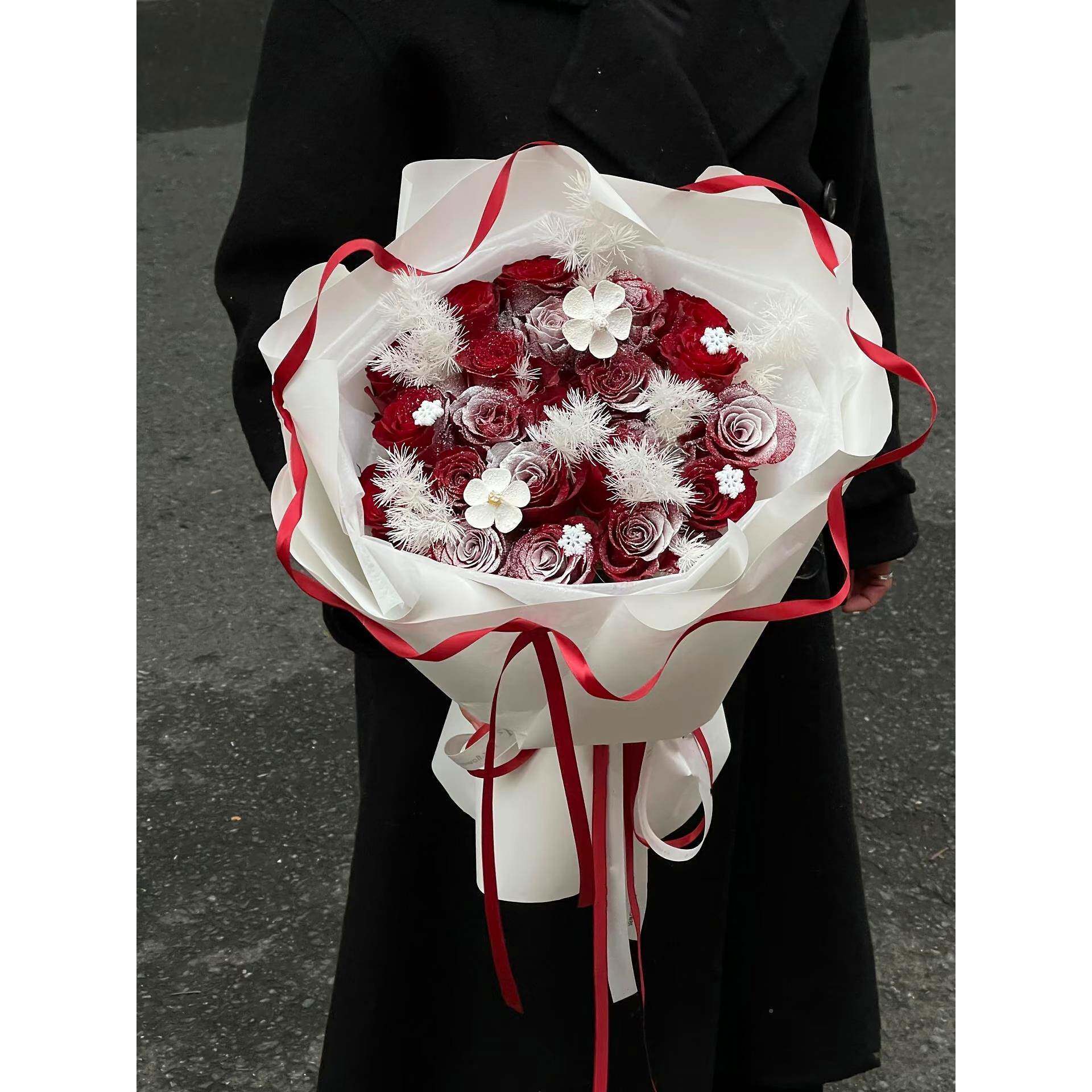 ?成创意落红玫节瑰花束品永生香皂花送女生闺Fh(x}x}^蜜暖心实用
