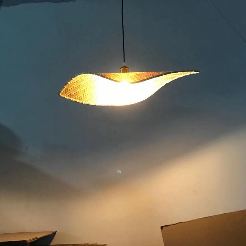 竹艺竹编灯东南亚餐茶厅楼榻榻米吊灯手编工织吊竹艺树叶装饰YE47