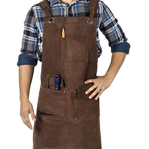 背带烧59烤工具围木工园艺复古硬蜡保裙护体帆布油蜡厚围裙lo身go