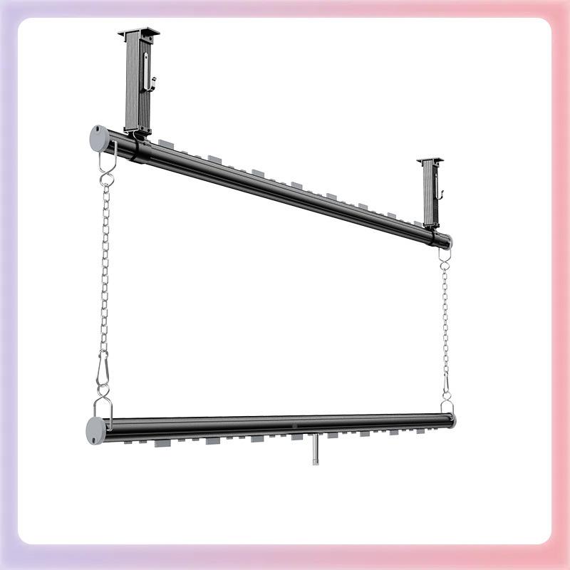 窄3YK双层晾478衣杆固定挂衣杆吊侧杆装小生活台顶装省空间两阳层