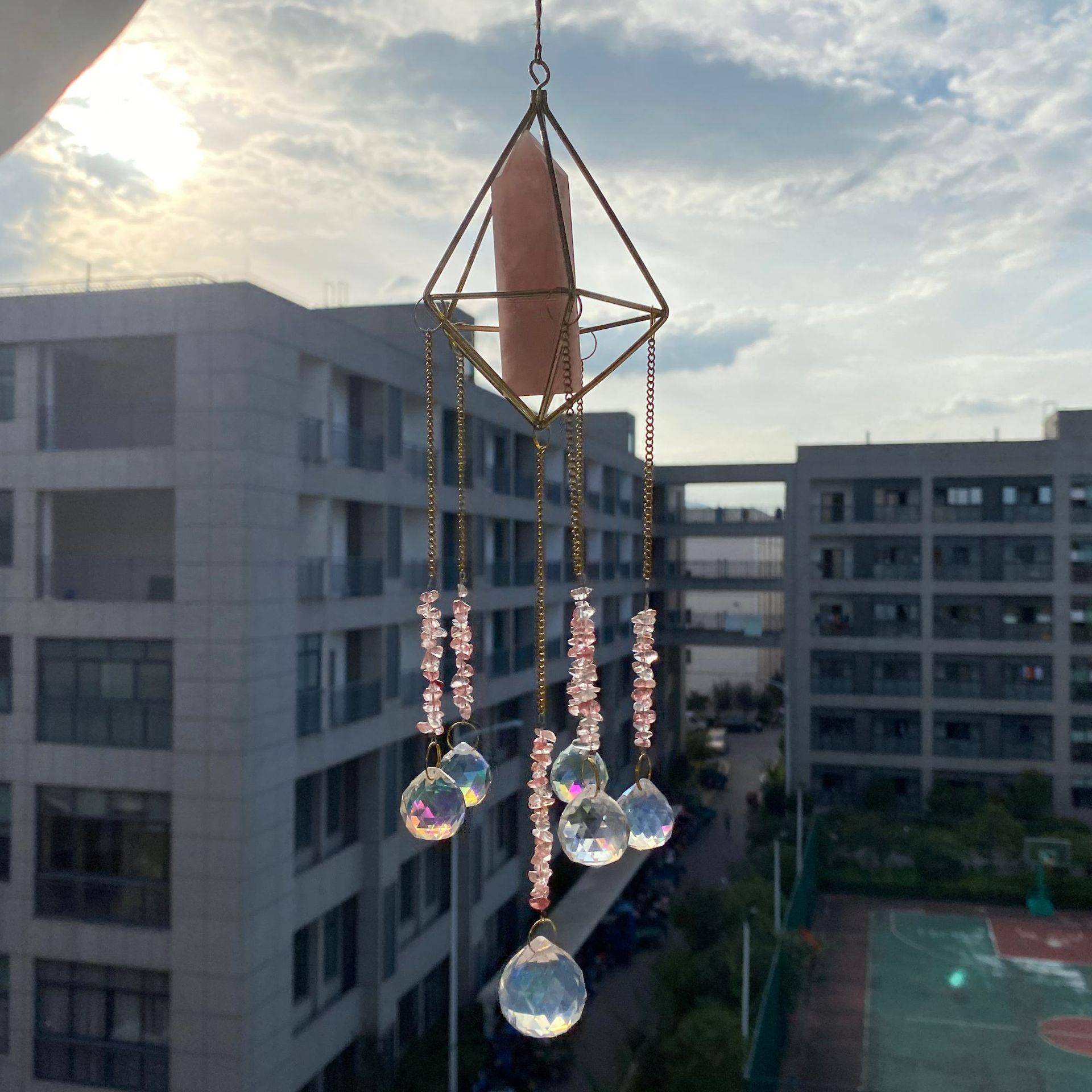 捕su气ncacher天然粉水晶太阳手窗户装饰空t凤梨挂件ENG灯饰挂件