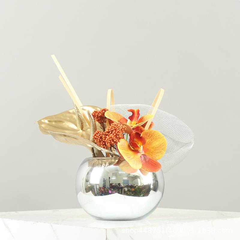 现代简约花艺售楼处仿板真插装饰客厅几洽谈样间茶餐974花桌假花