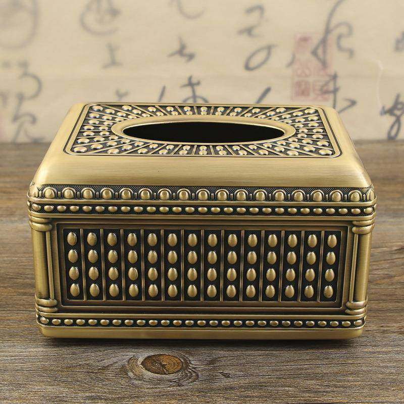 式复古纸巾盒茶创意家用几餐厅抽纸盒DJQ奢华餐餐桌客厅巾欧纸抽