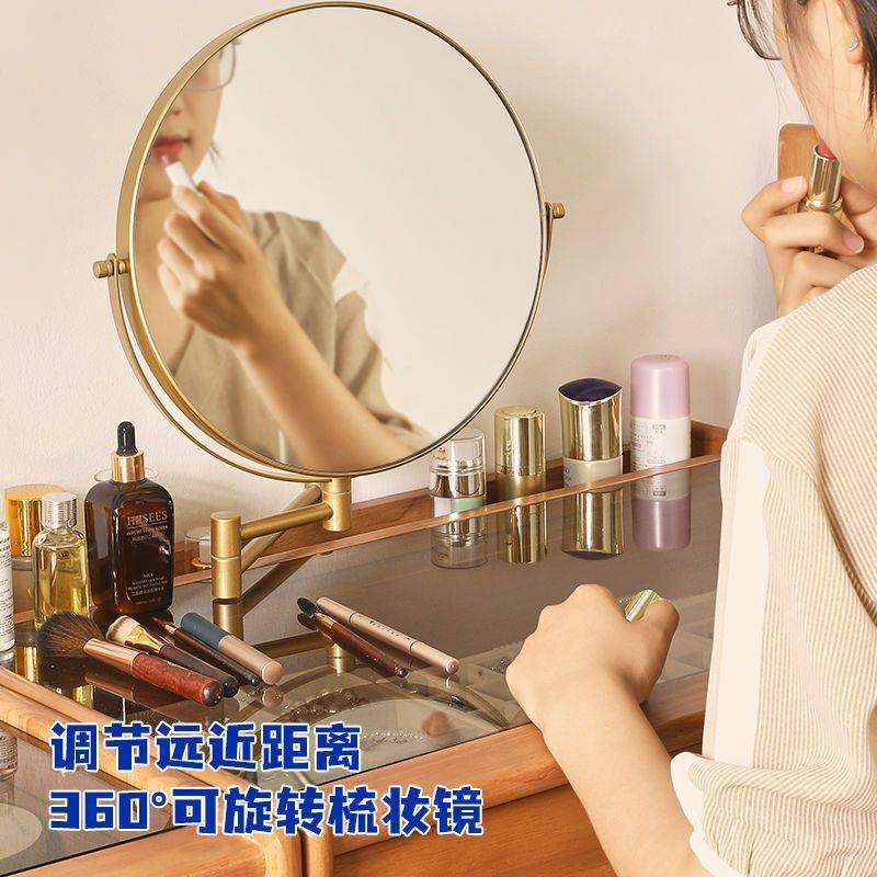 Nkv梳妆台实木化妆桌收纳柜子日式简约现代小户型卧室书桌化妆台