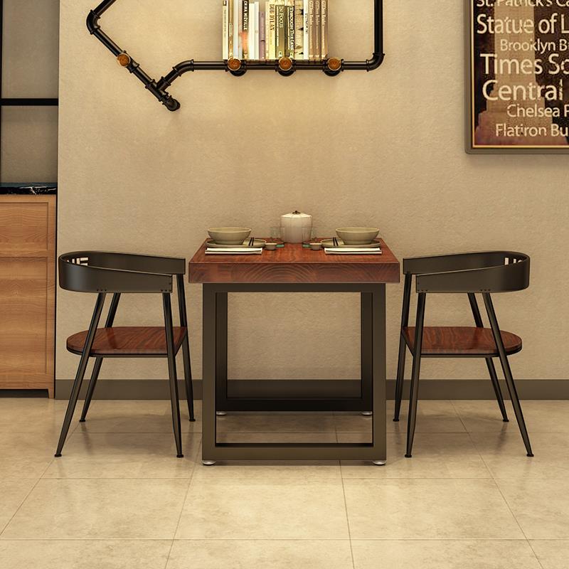 小工业风实8木艺饮品铁店饭店餐桌椅组合0x80正方TY-K106形四方桌