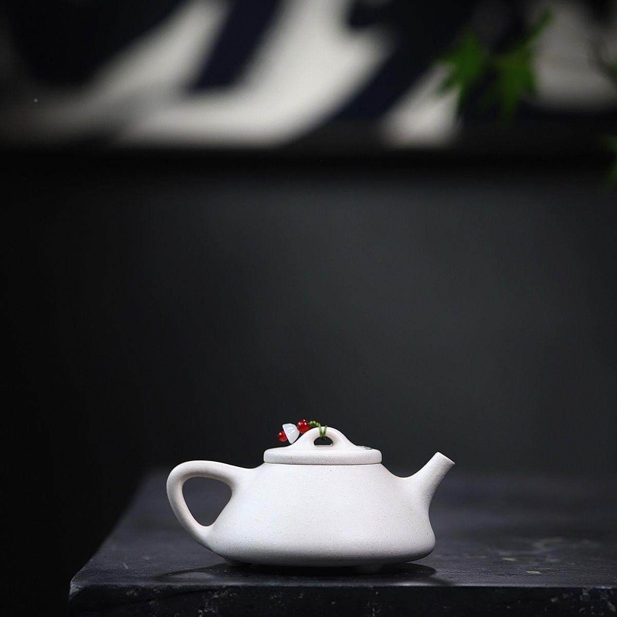 宜兴紫砂茶壶原矿白段泥绘子ZHIFU-33冶石瓢壶手中高工端茶花壶厂