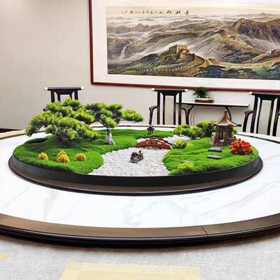 中式店仿真餐桌餐花摆件YDL圆酒形创意装品转盘中饰间摆件桌花