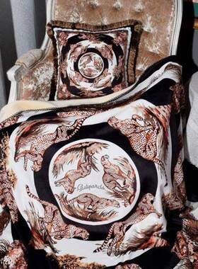 奢华美式印花锦绒加沙厚办公室盖狐70218毯毛毯休闲披肩发毯