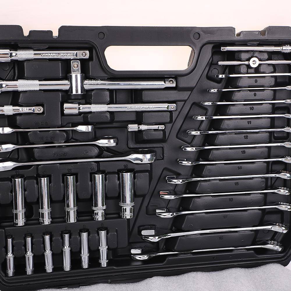 车10PCS组套家用具箱汽维修5便工携套装大中小XVY飞棘轮扳手套筒