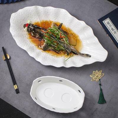 明酒店用蜡烛加热保温瓷鱼炉饭白色财源店高温炉源茂盛餐具陶大号