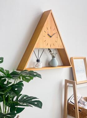 置物木架形实方形挂钟多功三能角时钟装饰静音创意JLX简约客厅座