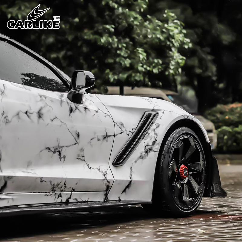 卡莱克大理改石膜整车色改装贴膜黑白587石头纹全饰车笔记本背面