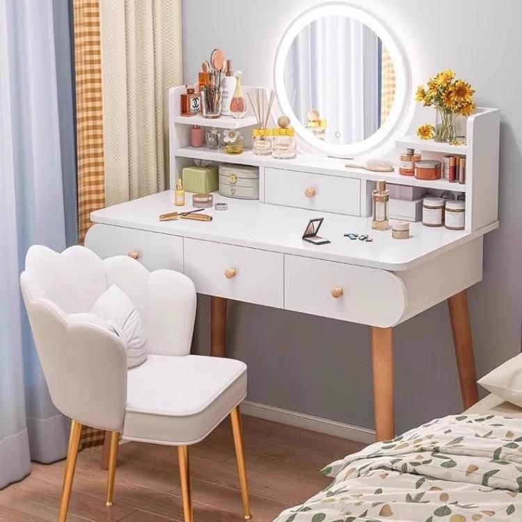 梳台卧室现代简约小型化妆155妆台镜小户妆网红化桌出租房用梳妆