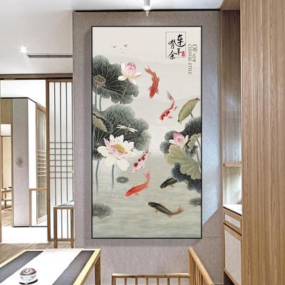 新中式户玄入关装饰画竖版头山水无品牌/挂画中国风过招财走廊道