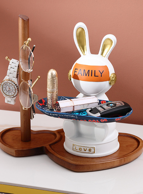 创意托盘轻奢卧室客厅玄关进门入户钥J匙收纳摆件家居软装饰品