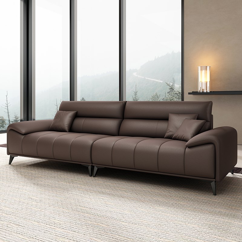 办公室意式极简真皮n沙发商务洽谈接待会客休息三人位直排茶几组