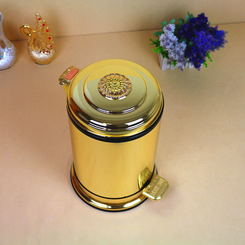 亿丽家玫瑰金色欧式静音垃圾桶家用G客厅不锈钢脚踏时尚卫生桶