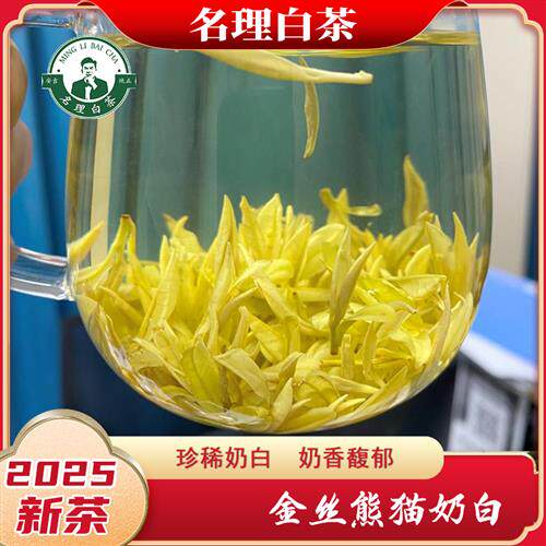 名理白金丝熊猫奶白茶黄金芽绿茶叶简装特级安吉白茶